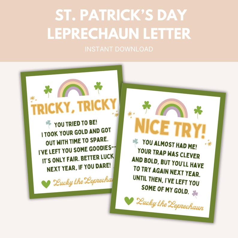 Leprechaun Trap Letter, Printable Note From Leprechaun, St. Patrick's ...