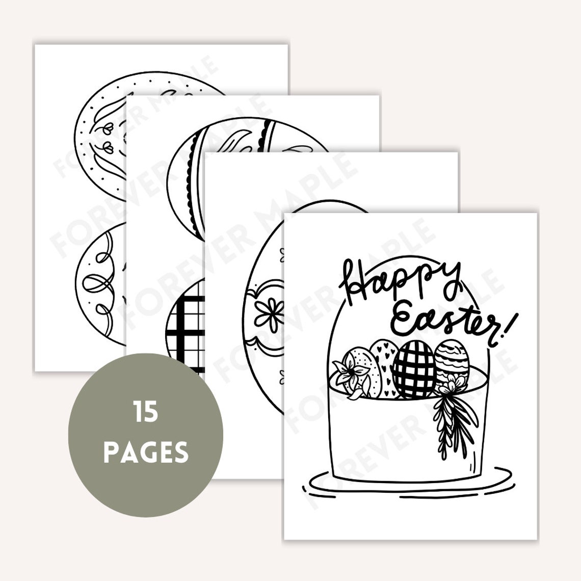 Easter Coloring Pages for Kids, Easter Egg Coloring Book, PDF Printable ...