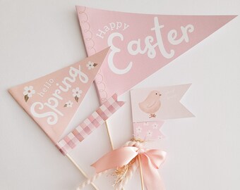 Easter Pennant Flags, Spring Printable Bunting (Digital Download)