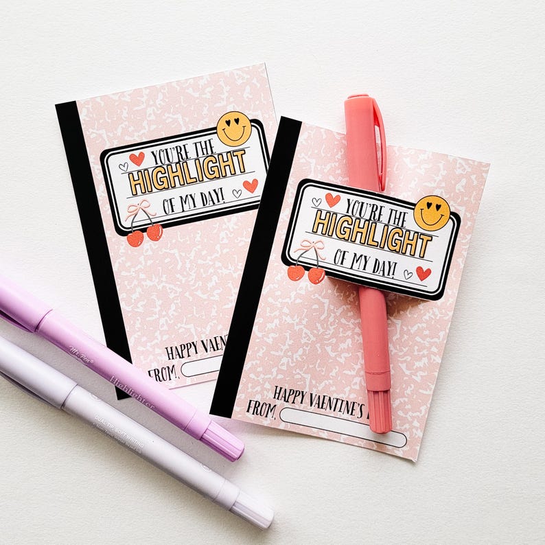 Highlight Card Highlighter Valentine Printable, Highlighter Valentine Cards, Tween ...