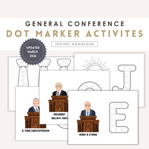 LDS General Konferenz Dot Marker Aktivitätsseiten (Digitaler Download) Hellseher Apostel Aktivitäten, Kindergarten Junior Grundschule Aufkleber Aktivität