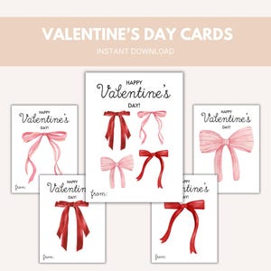 Schleifen-Valentinstagskarten, Valentinstagskarten, druckbare Valentinstagskarten, zurückhaltende und niedliche Valentinstagskarten, Valentinstagskarten zum Selbermachen