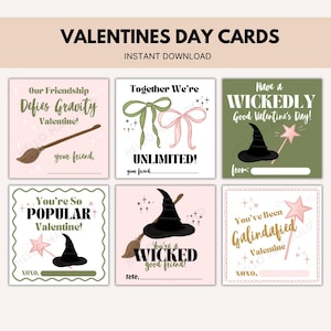 Tarjetas de San Valentín malvadas, Día de San Valentín malvadas, Tarjetas de San Valentín imprimibles para el aula de preadolescentes, Regalos para fiestas de cumpleaños, Etiquetas para obsequios, Inspiradas en Wicked