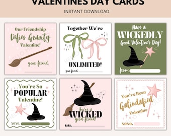 Wicked Valentine Cards, Wicked Valentines Day, Printable Kids Tween Classroom Valentines, Birthday Party Favor, Treat Tags, Wicked Inspired
