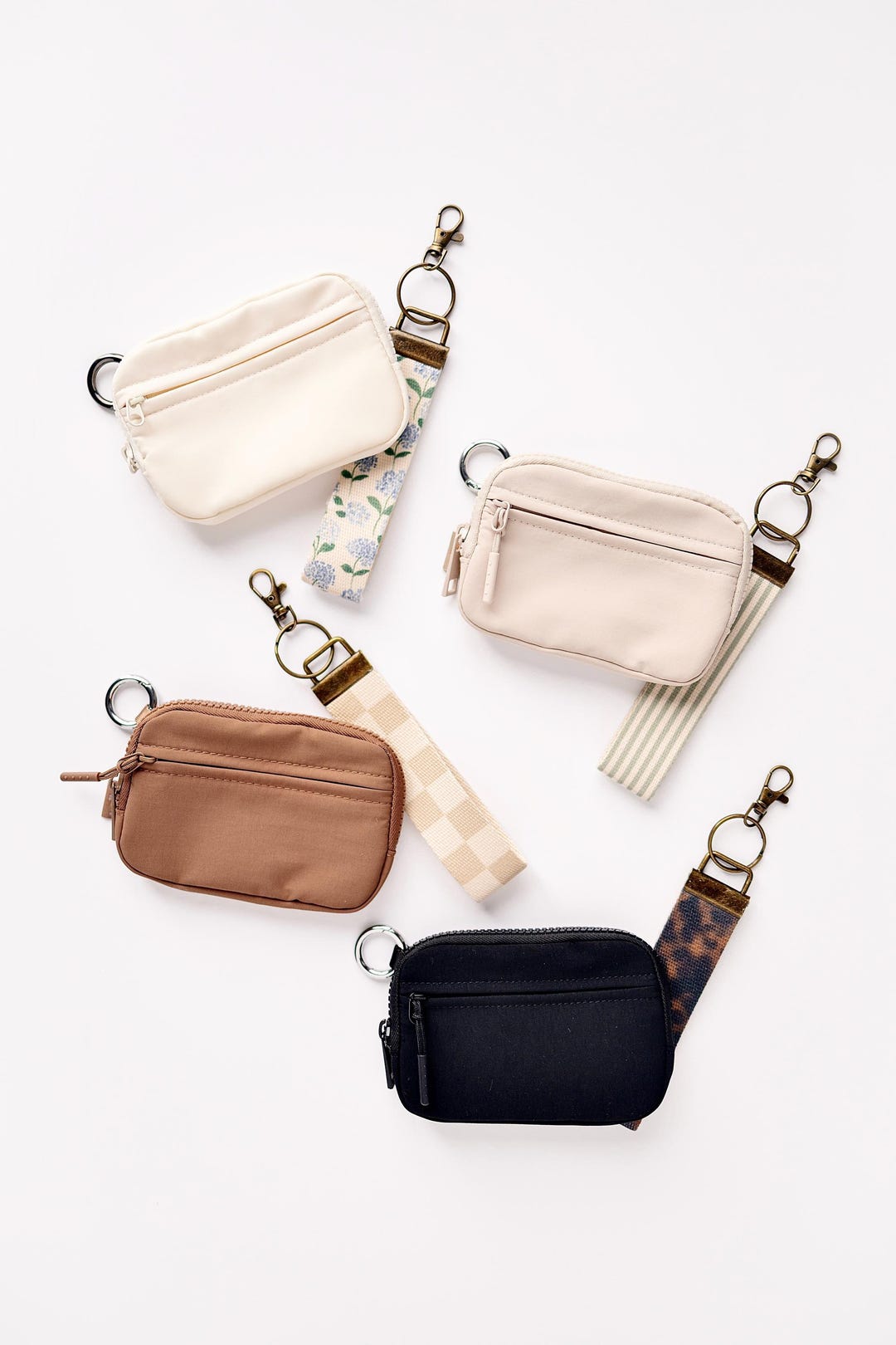 Wristlet Keychain Wallet, Zippered Card Holder, ID Window