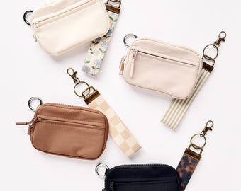 Keychain Wallet with Wrist Lanyard: Compact Zippered Wallet with ID Window, Card Holder Keyring, Cash Organizer, Minimalist Everyday Wallet
