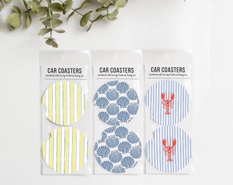 Summer Car Coasters Set of 2 – Absorbent Neoprene Cup Holder Coasters for Cars, Trucks & SUVs,