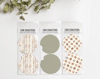 Fall Car Coasters Set of 2, Absorbent Neoprene Cup Holder Coasters for Cars, Trucks & SUVs