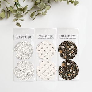 Car Coasters Set of 2 – Absorbent Neoprene Cup Holder Coasters for Cars, Trucks & SUVs, Stylish Drink Accessories