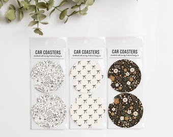 Juego de 2 posavasos para coche: portavasos absorbentes de neopreno para coches, camiones y SUV, elegantes accesorios para bebidas.