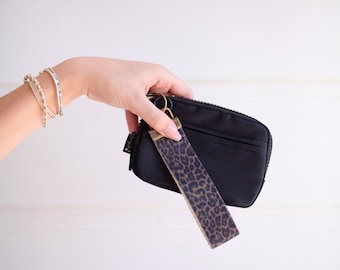Wristlet Keychain Wallet, Zippered Card Holder, ID Window, Back to School, College Student Gift