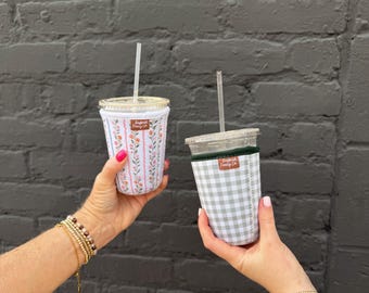 Coffee Drink Sleeve – Reusable Cup Holder for Iced Coffee, Cute Drink Sleeve Gift for Drink Lovers