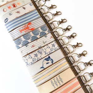Sommar Canvas Armbandsnyckelring och Nyckelringsplånbok – Handgjord Nyckelring, Kompakt Nyckelringsplånbok
