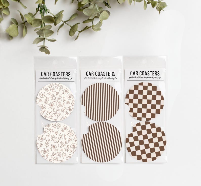 Car Coasters Set of 2 – Absorbent Neoprene Cup Holder Coasters for Cars, Trucks & SUVs, Stylish Drink Accessories image 4