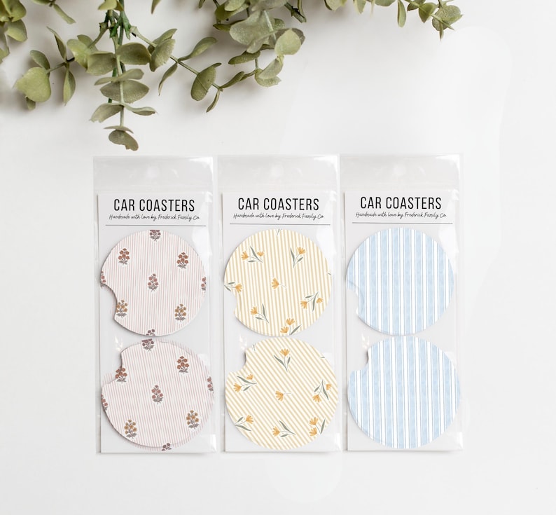 Car Coasters Set of 2 – Absorbent Neoprene Cup Holder Coasters for Cars, Trucks & SUVs, Stylish Drink Accessories image 2