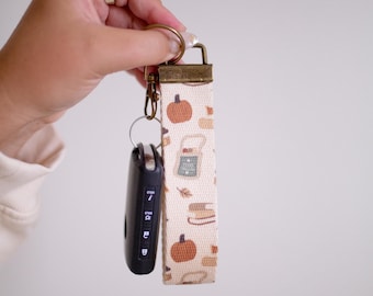Fall Canvas Wristlet Lanyard Keychain- Wrist Lanyard for Women