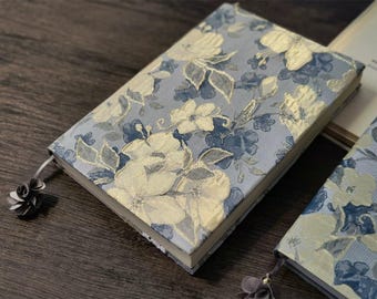 Hand Embroidered Floral Fabric Journal: Vintage Style A5/A6 Planner | Japanese Bookcloth Notebook