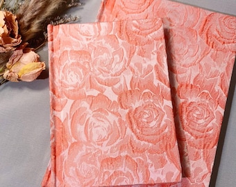 Handmade Vintage Rose Journal: Pink Floral Fabric Notebook | Hardcover binding