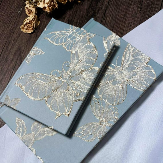 Handmade Butterfly Dream Journal | Vintage Blue Diary | Romantic Literary Gift | Hardcover binding