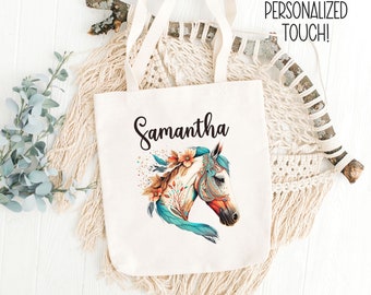 Boho Horse Tote Bag, Equestrian Tote Bag, Barrel Racer Tote