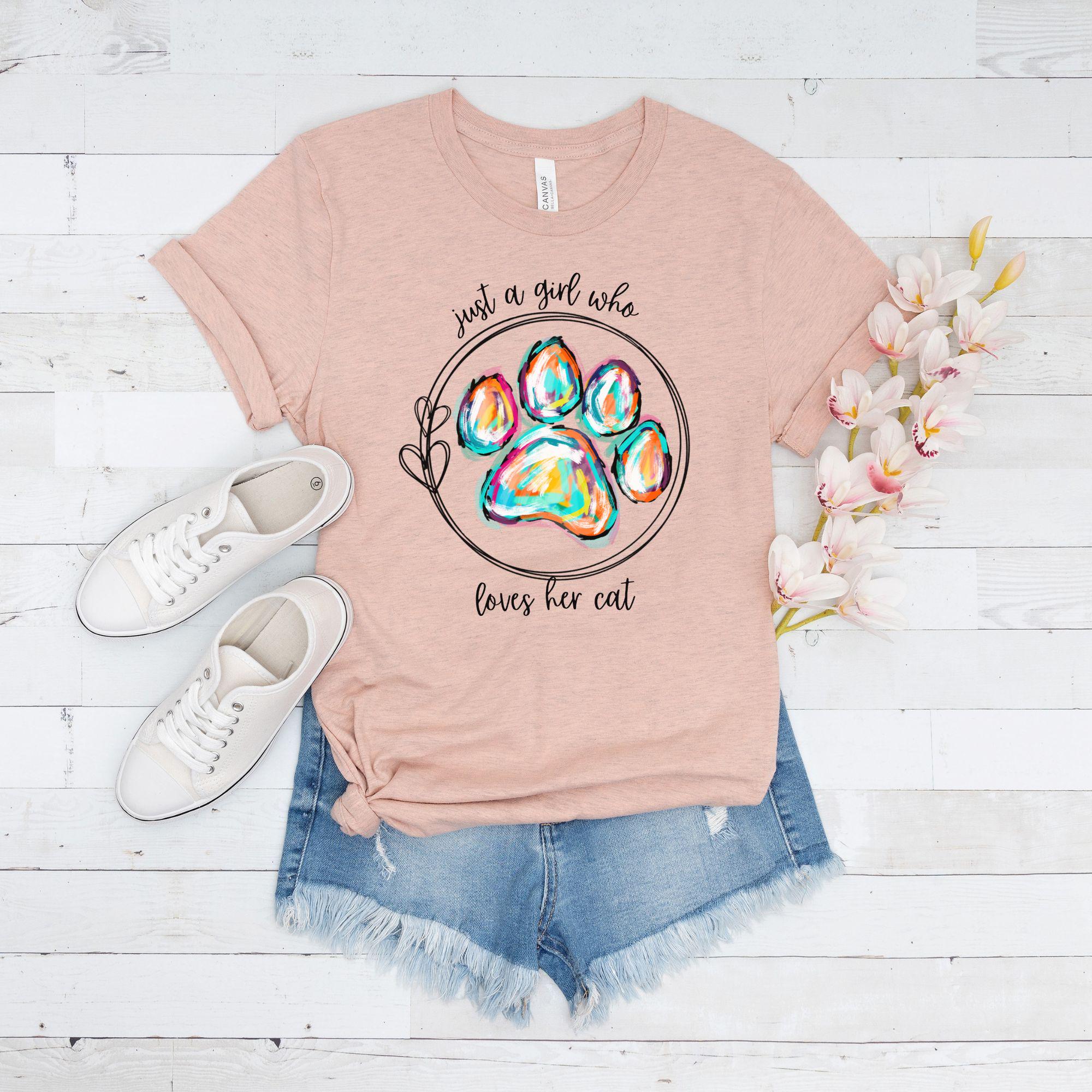 Just A Girl Who Loves Her Cats Tee, Cat Shirt, Cat Mom T