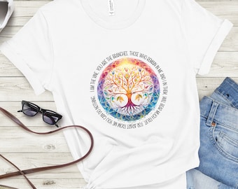 I Am The Vine Tee, Jesus Shirt, Tree Of Life T-shirt, Rainbow Mandala shirt, Bible Study Tee, Bible Verse Shirt, John 15:5, Church Camp Tee