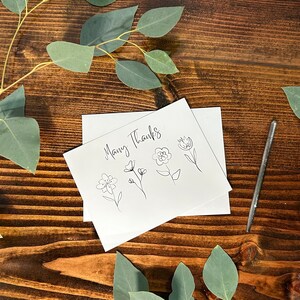 Blume Danke Notecard Set / All-Occasion Flache Postkarte Größe mit Umschlägen / Set von 10 Notecards mit Umschlägen / Dankeschön /