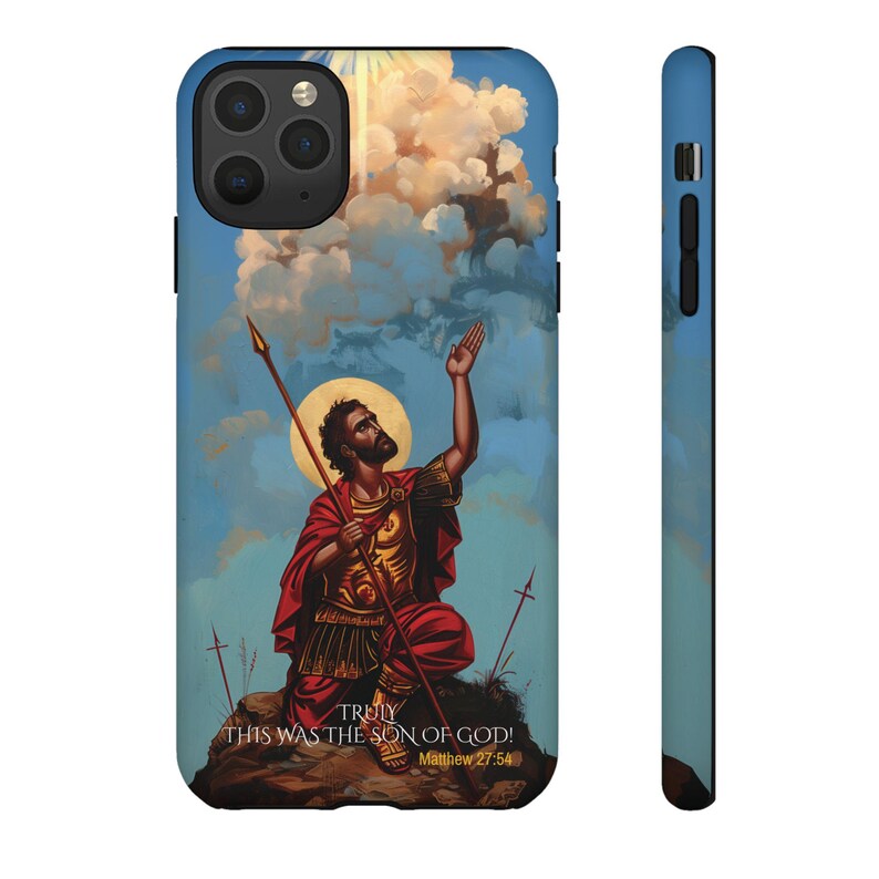 Heilige Longinus die Centurion byzantinische kybernetische christliche Ikone inspiriert iPhone Samsung Fall Christus 15 14 13 12 11 X Galaxy S23 S22 S21S20 Bild 10