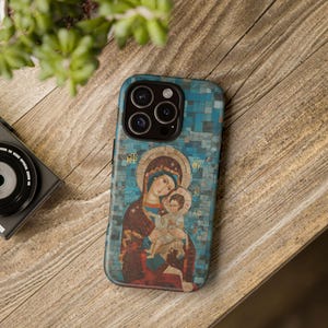 Jungfrau Maria Theotokos Panagia & Christus iPhone Samsung Galaxy Case byzantinische Mosaik-Ikone Christlich-Orthodoxe