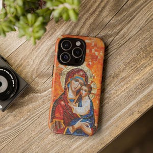 Jungfrau Maria Theotokos Panagia & Christus iPhone Samsung Galaxy Case byzantinische Mosaik-Ikone Christlich-Orthodoxe