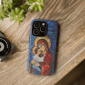 Jungfrau Maria Theotokos Panagia & Christus iPhone Samsung Galaxy Case byzantinische Mosaik-Ikone Christlich-Orthodoxe