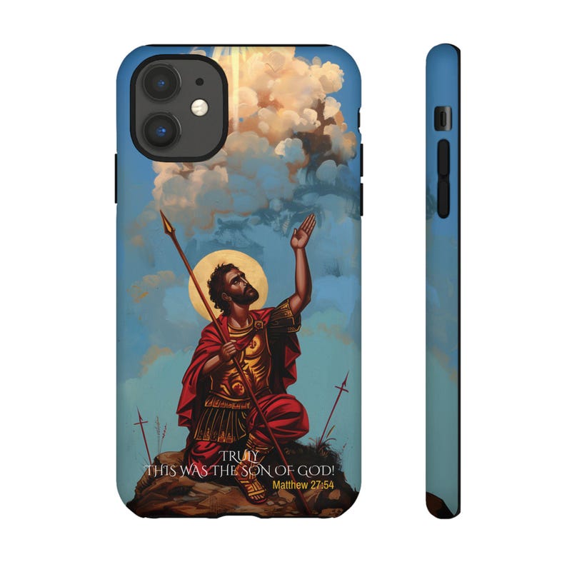 Heilige Longinus die Centurion byzantinische kybernetische christliche Ikone inspiriert iPhone Samsung Fall Christus 15 14 13 12 11 X Galaxy S23 S22 S21S20 Bild 8