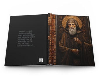 Handcrafted Saint Anthony the Great Mosaic Hardcover Journal Matte - 150 Lined Pages, Inspirational Quote