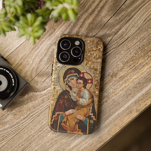 Virgin Mary Theotokos Panagia & Christ iPhone Samsung Galaxy Case Byzantine Mosaic Icon Christian Orthodox