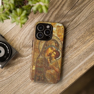 Theotokos Panagia Jungfrau Maria iPhone Samsung Galaxy Case Mosaik-Symbol Christus Christlich Orientalisch Trinität