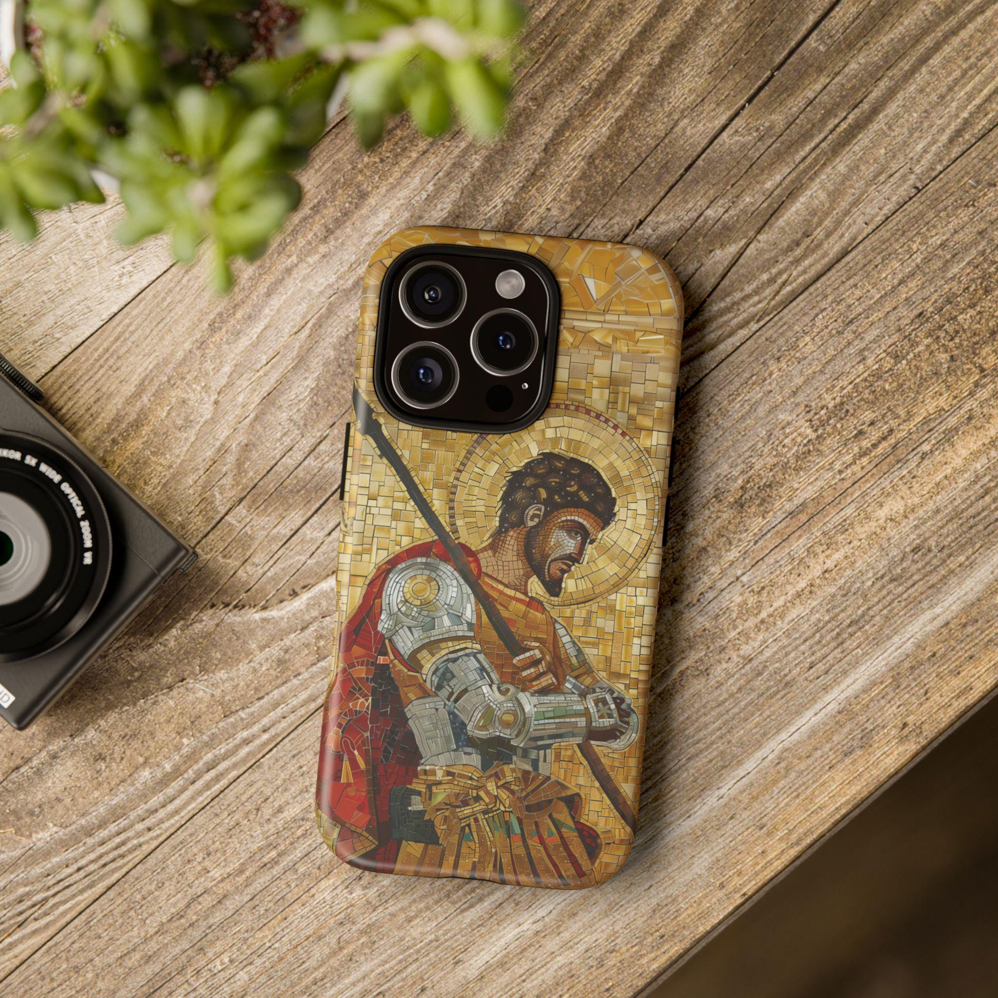 Great Martyr Saint George Dragon Slayer iPhone Samsung Galaxy Case Byzantine Mosaic Icon Christian Orthodox