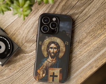Christ Pantocrator Inspired Byzantine Icon Christian Orthodox iPhone Samsung Galaxy Case
