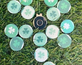 Shamrock Golf Ball Marker Set: Lucky Clover with Magnetic Hat Clip