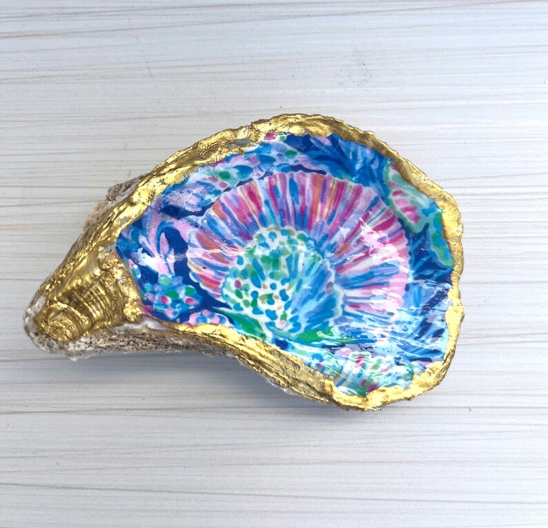 Lilly Inspired Oyster Shell Jewelry Dish: Gold Accent Seaside Decor - Etsy