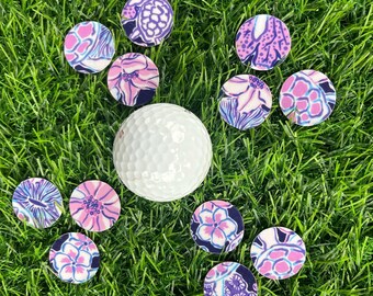Lilly Inspired Golf Ball Markers with Magnetic Hat Clip: Tropical Purple (Set of Three)