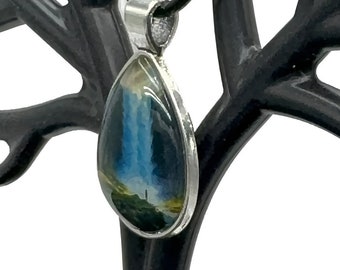 Tranquil Vista Teardrop Pendant: Capture Nature's Serenity in Handcrafted Glass Jewelry