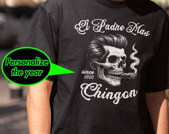 エル・パドレ・マス・チンゴンTシャツ パーソナライズされたイヤースカルアート お父さんへのギフト