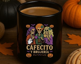 Cafecito y Brujería Mug: Funny Latina Halloween Coffee Cup