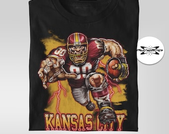 Kansas City Football Mascot Shirt Red & Gold Fans Game Day Tee Unique KC