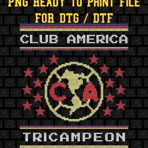Club America Aguilas Tricampeon Ugly Christmas Sweater Futbol Soccer Sueter png – digitaal ontwerpbestand voor feestdagen DTF DTG afdrukbaar