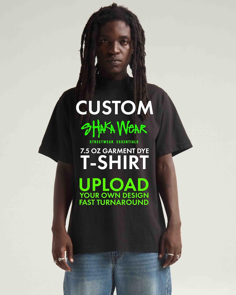 Custom Shaka Wear DTG Print Garment Dye T-Shirt 7.5oz Max Heavyweight image 1