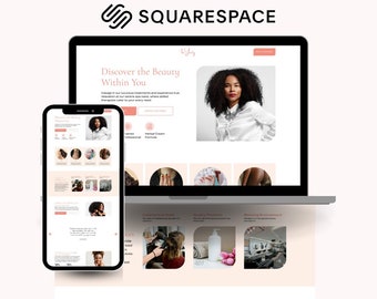 Plantilla de sitio web de Squarespace de belleza Sitio web de maquillador Sitio web de salón de belleza Sitio web de cuidado de la piel Sitio web de pestañas de una página para esteticista
