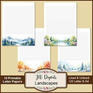 Watercolor Landscapes Letter Writing Paper, Watercolor Landscapes ...