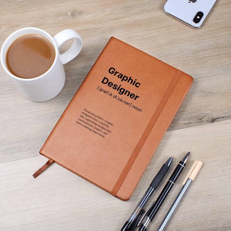 Graphic Designer Journal, A5 Vegan Leather Journal Notebook, Graduation Gift, Graphic Designer Gift image 1