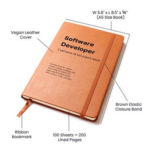 Software Developer Journal, A5 Vegan Leather Journal Notebook, Graduation Gift, Software Developer Gift image 6